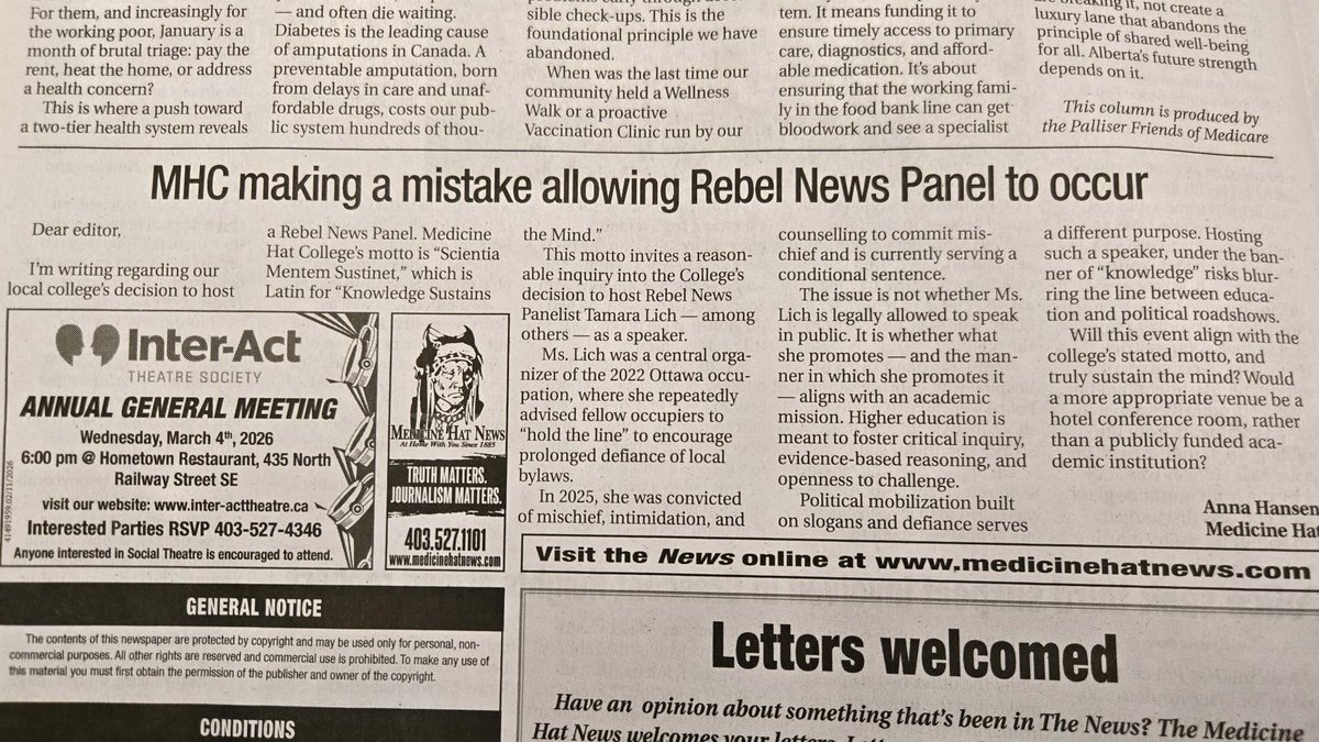 Imagine writing to the local paper to inform your community that you despise democracy and don’t believe in free speech while standing on a soap box unable to get even basic facts right.  

Anne is lazy.   Anne prefers to regurgitate false CBC talking points rather than doing a 5