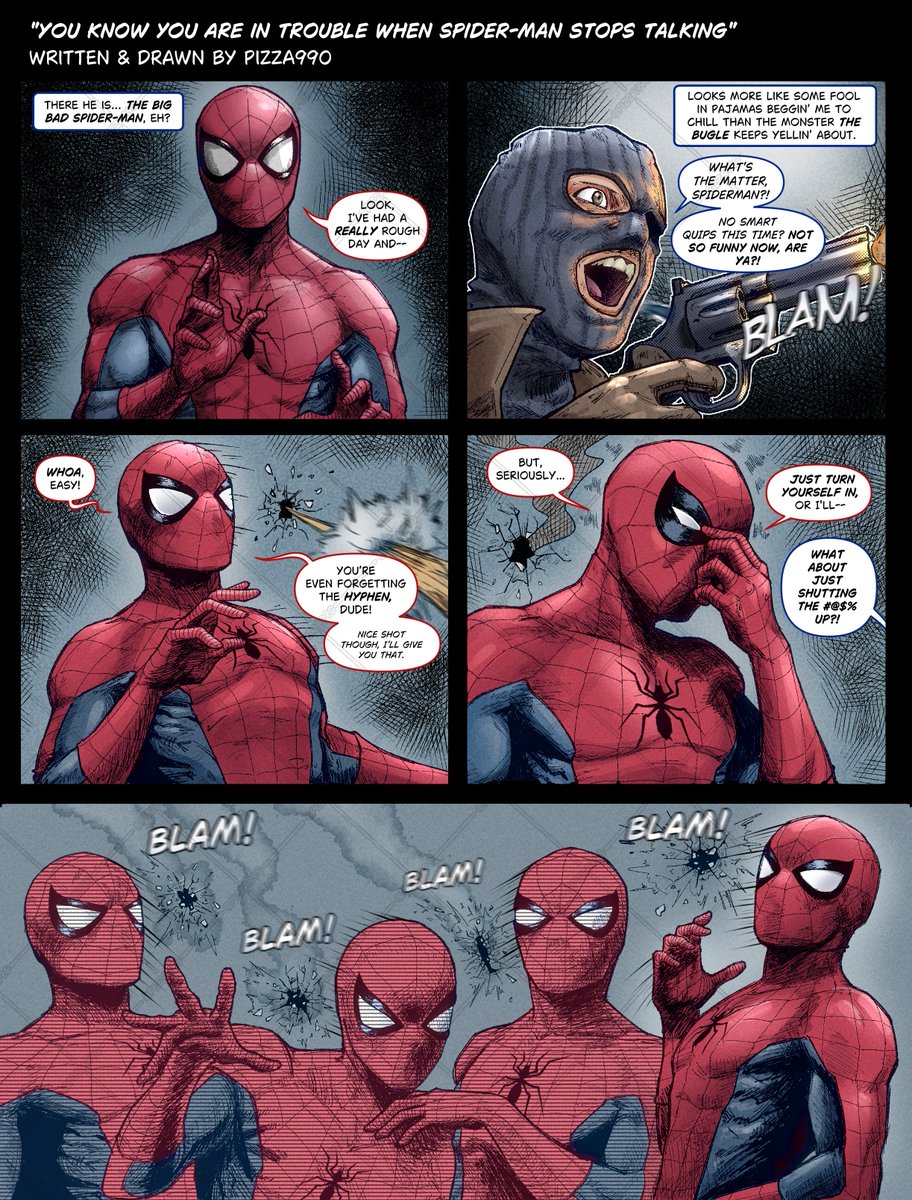 pizza990's tweet image. Repost but I have a short Spider-Man fan comic about this