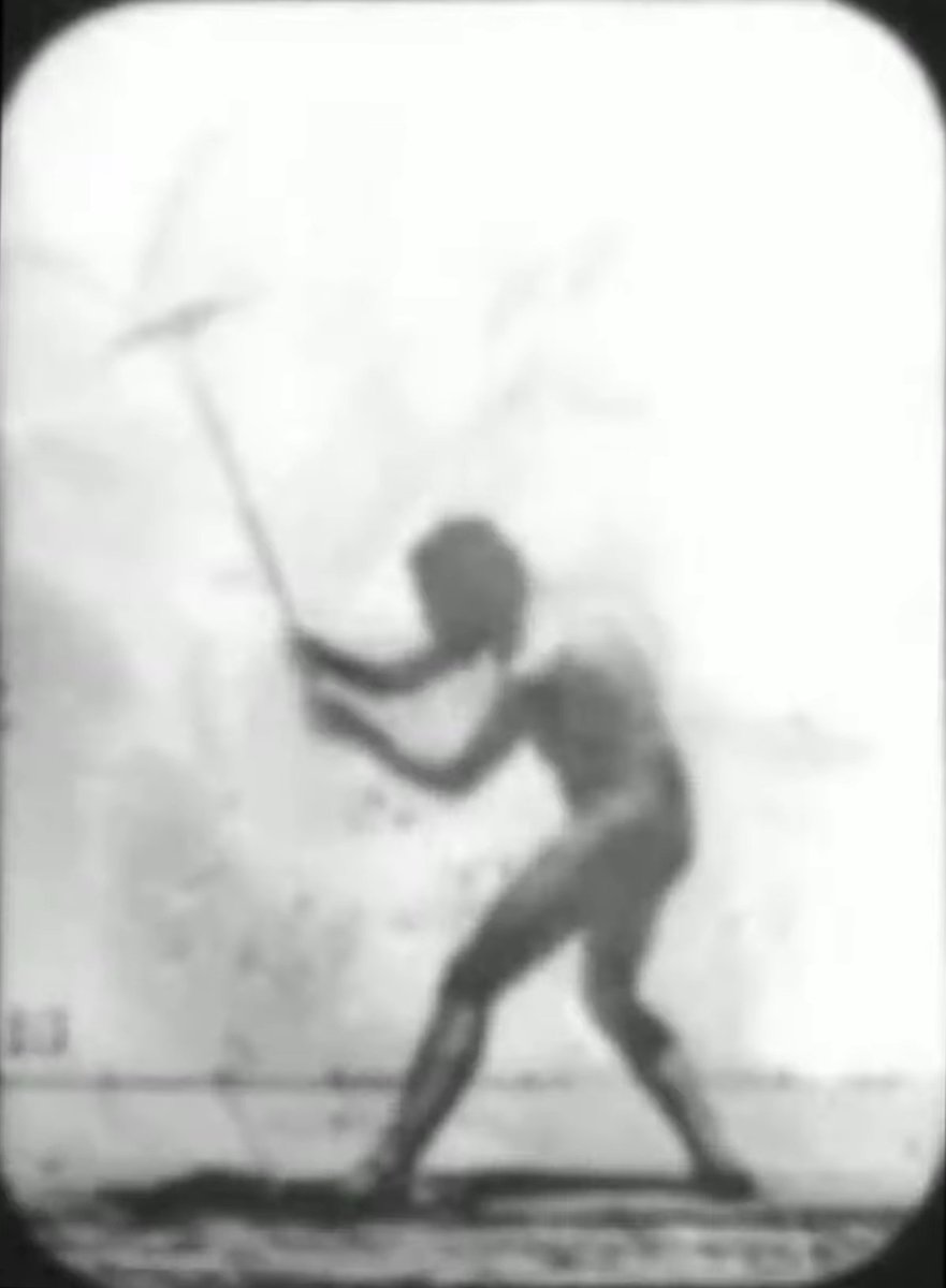 Essential_Films's tweet image. Eadweard Muybridge stripped to his bare skin in "Athlete Swinging a Pick" (1881) in order to show the full force achievable through human movement. This pose echoes the art of classical Greece, where the naked human body is celebrated for it...
Continue at essential-films.co.uk/film/athlete-s…