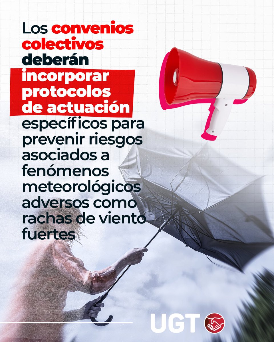 🌬️ Ante rachas de viento fuertes, ¡existen derechos! #SaludLaboral

✅ Si no puedes acceder al centro de trabajo o el acceso es peligroso: permiso retribuido hasta 4 días.
💻 Si es posible, tienes derecho a teletrabajo
‼️ Y los convenios deben incluir protocolos de actuación

⚠️