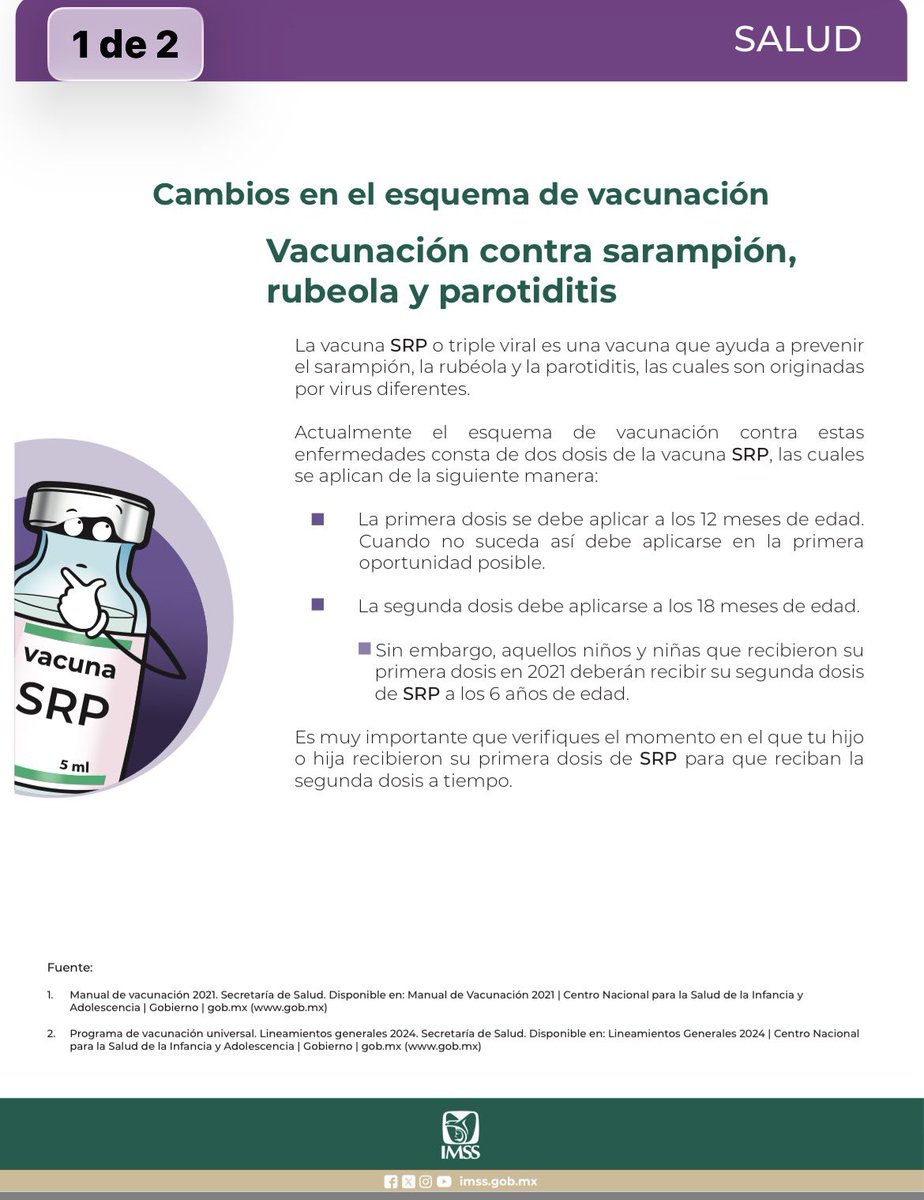 Dice el inútil de <a href="/zoerobledo/">Zoé Robledo</a> que el problema de #sarampion que hoy padecemos es culpa de Calderón 😵‍💫, alguien avísele a ese pendejo que según el manual de vacunación del <a href="/Tu_IMSS/">IMSS </a> del 2021 que él modificó como Director de ese instituto, dice que los niños reciben la primer vacuna