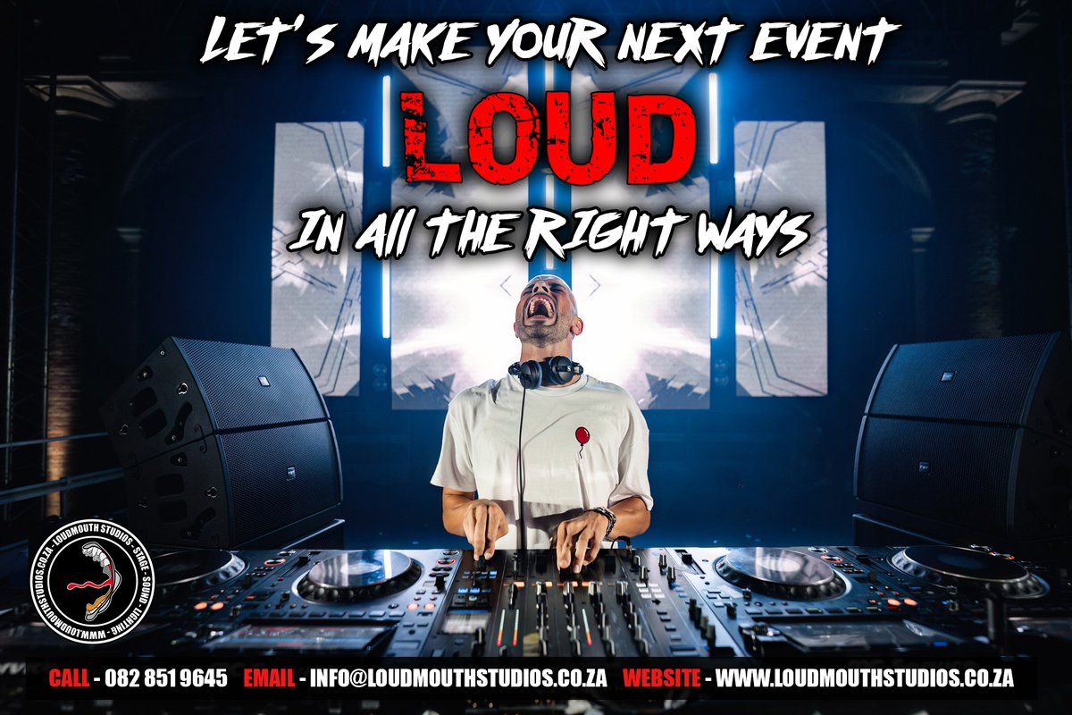 LoudmouthAudio's tweet photo. Professional execution. Technical excellence. Zero compromise,

Let’s make your next event LOUD in all the right ways.

📷 Tel: 082 851 9645 (Ashley Mark Lane) 
📷 Web: https://t.co/r5uQXYVPuB 

#Loudmouth #Studios #Stage #Sound #Light #Klerksdorp https://t.co/CtIpzLEKmt