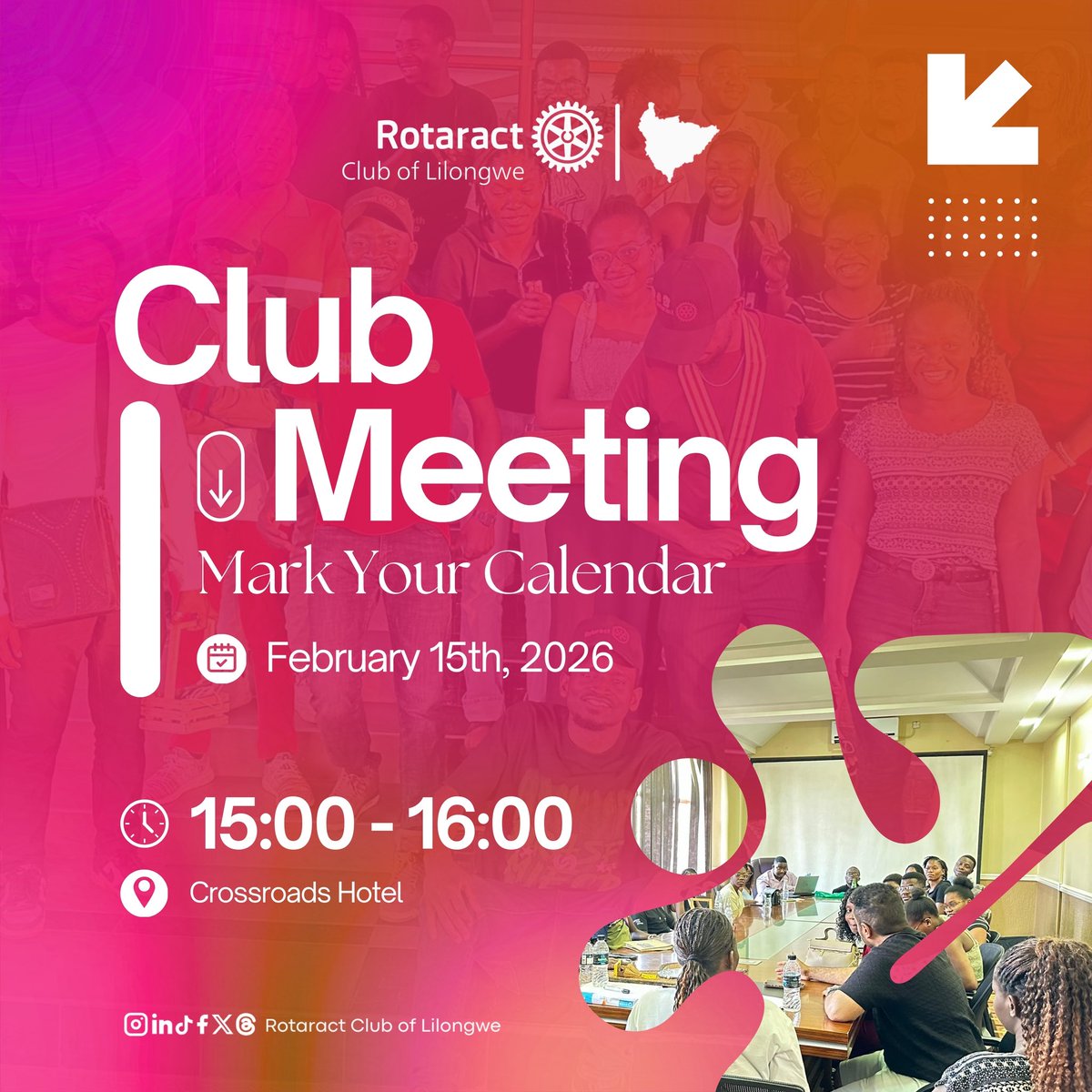 RACLilongwe's tweet image. Club business, leadership growth, and good vibes all in one room.
Join us for our Club Meeting as we connect, plan, and keep the Rotaract spirit alive!
Let’s show up, share ideas, and keep serving above self.
#RACLilongwe #UniteForGood #RotaractInAction #ServiceAndFellowship