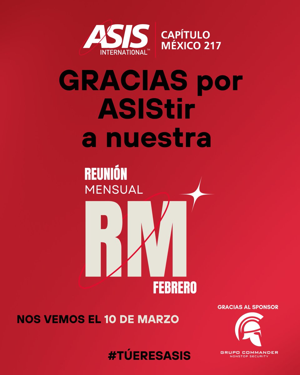 asismexico217's tweet photo. Agradecemos a todos los que nos acompañaron en nuestra Reunión Mensual de febrero 2026.
¡Seguimos construyendo juntos una comunidad más fuerte!
#túeresasis #ASISCapítuloMéxico #ReuniónMensualASIS #Febrero2026 #NetworkingProfesional #Seguridad #ProfesionalesDeLaSeguridad #Gracias https://t.co/hxkff7y2vq