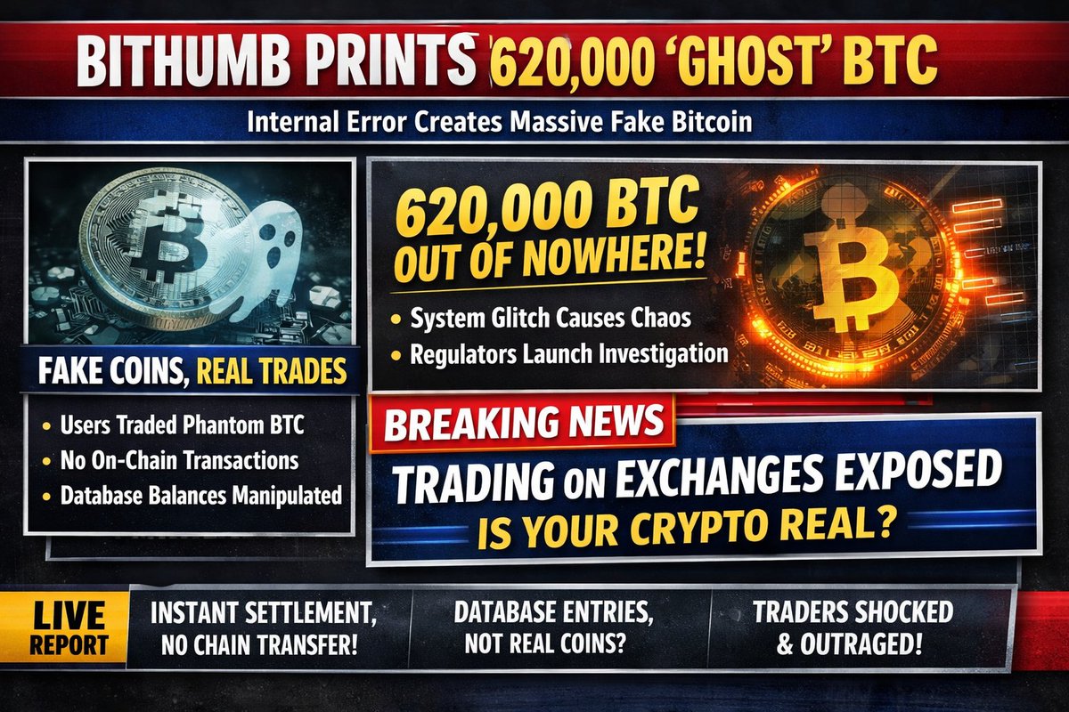 The Ghost Bitcoin Economy and this is how they manipulate the markets 👻

Here's what Bithumb actually revealed:

Most "crypto trading" doesn't happen on blockchain.
It happens in DATABASES.

When you trade on a CEX:
• No blockchain transaction
• No gas fees (because no actual