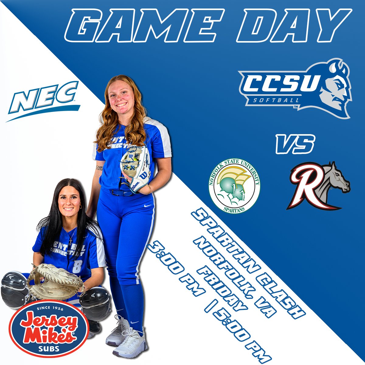 CCSUBlueDevils's tweet photo. 🥎 @CCSUsoftball SEASON OPENER
📆 Friday, Feb. 13 | Spartan Clash
📍 NSU Softball Field | Norfolk, VA

⏰ 3pm at Norfolk St.
📊 https://t.co/Ml1jzqjgWW

⏰ 5pm vs. Rider
📊 https://t.co/Ml1jzqjgWW

#GoBlueDevils | #NECSoftball https://t.co/gtciS4jFXF