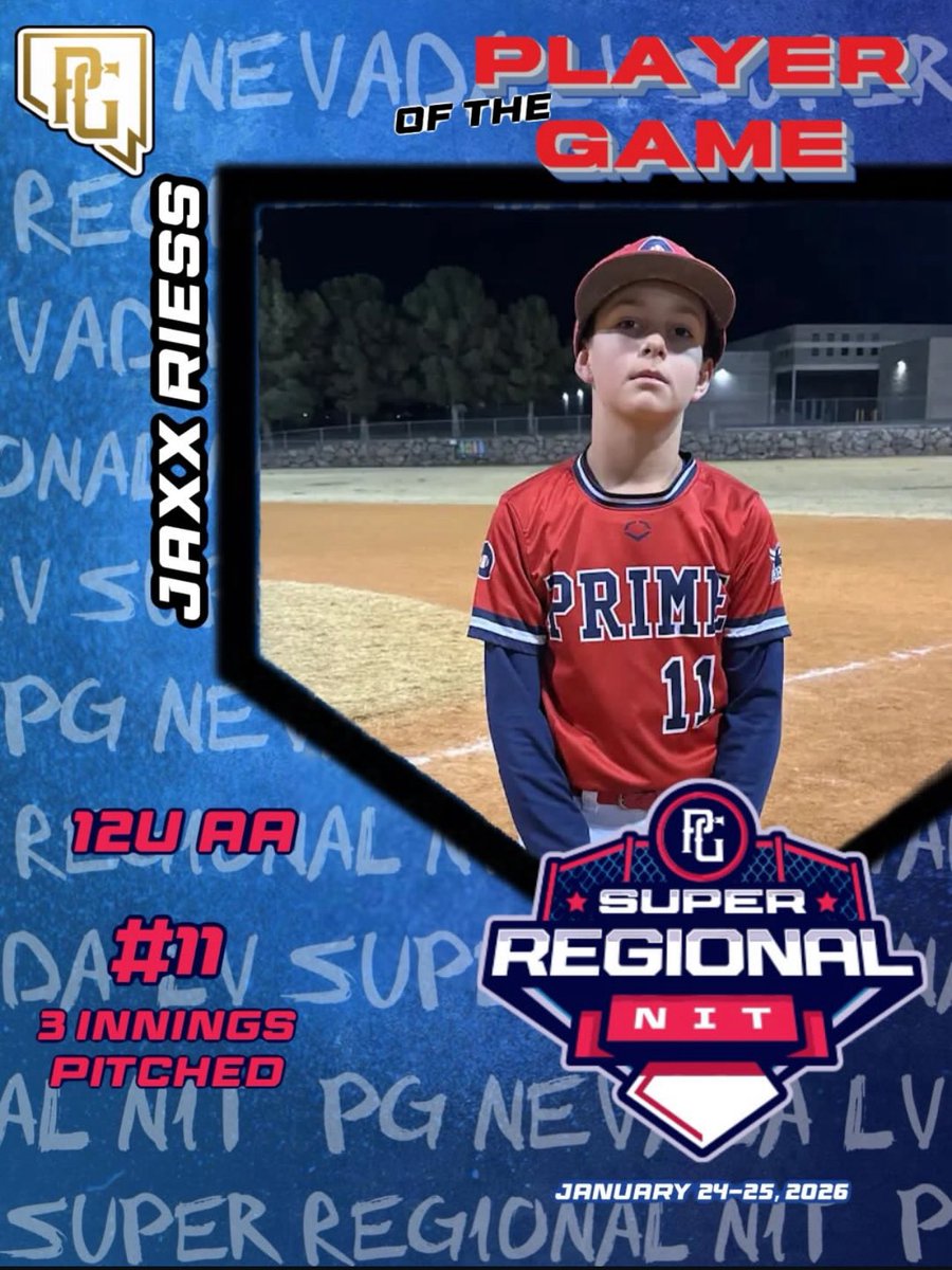 Prime_Yth_Bsbl's tweet image. Congratulations to the follow Prime Players for receiving @Pg_Nevada Player of The Game:

Prime 14U:
Luke Garcia MIF/RHP 

Prime 12U:
Jaxx Riess OF/LHP
Hector Verduzco UT/RHP 

Prime 11U:
Josiah Muniz C/INF 

#FarmSystem #WorkWins