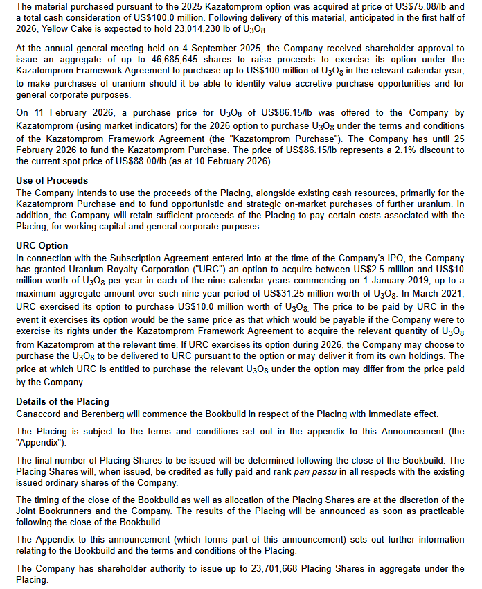 quakes99's tweet photo. Breaking!💥 UK physical #Uranium fund Yellow Cake plc $YCA is exercising its 2026 option with Kazatomprom $KAP 🇰🇿🛢️☢️🛒 raising at least US$75M at £6.29 per share to cover purchase of 1.16 Million lbs #U3O8 at $86.15/lb + further on-market purchases💰🤠🐂🏄https://t.co/KA57bOAqNk https://t.co/fjvQFnFiZ6