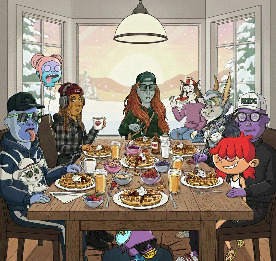 Happy Waffle Wednesday y'all! <a href="/FelineFiendz/">Fiendz</a> <a href="/thehumanoids/">The Humanoids</a> <a href="/DECAPINATION/">The Dead Punks of DECAPINATION</a> <a href="/myBUUMEE/">BUUMEE</a> <a href="/RoboticRabbitS_/">Robotic Rabbit Syndicate</a> <a href="/nerdsoneth/">nerds</a> <a href="/GhostLabNFT/">Ghost Lab 👻</a>