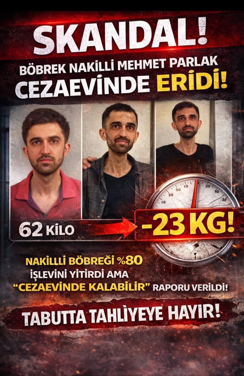 🔶<a href="/ECHR_CEDH/">ECHR CEDH</a> ‘nin 
(Avrupa İnsan Hakları Mahkemesi) suç değildir dediği gerekçeleri suç olarak sayan
<a href="/adalet_bakanlik/">T.C. Adalet Bakanlığı</a> ve <a href="/TCYargitay/">Yargıtay Başkanlığı</a> 
-23 kilo ile hayat mücadelesi veren Mehmet Parlak’ın tedavi edilme ve yaşam hakkını  ihlal ediyor. 
<a href="/ADLITIPKURUMU/">Adli Tıp Kurumu</a> 
<a href="/SincanCikBilgi/">SincanCezaeviBilgi</a> 

İhlalinAdı