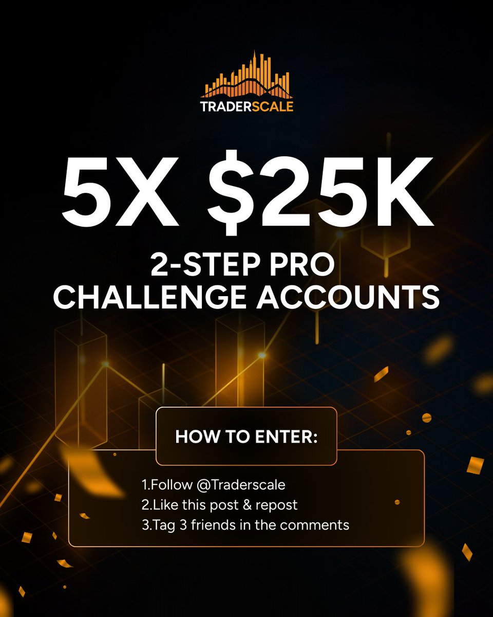 traderscale's tweet image. 🚨TRADERSCALE'S FIRST EVER X GIVEAWAY! 🚨

We're giving 5 people $25K 2-Step Pro Funded Challenge Accounts to kickstart your trading journey. 🥳

To Enter:

1. Follow @traderscale
2. Repost this post
3. Tag 3 friends in the comments below!

Giveaway ends in 48 hours! ⏳

Winners