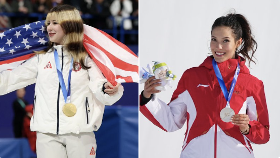 RealTheoWold's tweet image. A very interesting contrast between two American-born athletes at the Olympics.

Freestyle Skier Eileen Gu (right), despite living her entire life in America, competes for China and gets paid millions of dollars to do it.

Figure skater Alysa Liu (left), who just won a gold medal…
