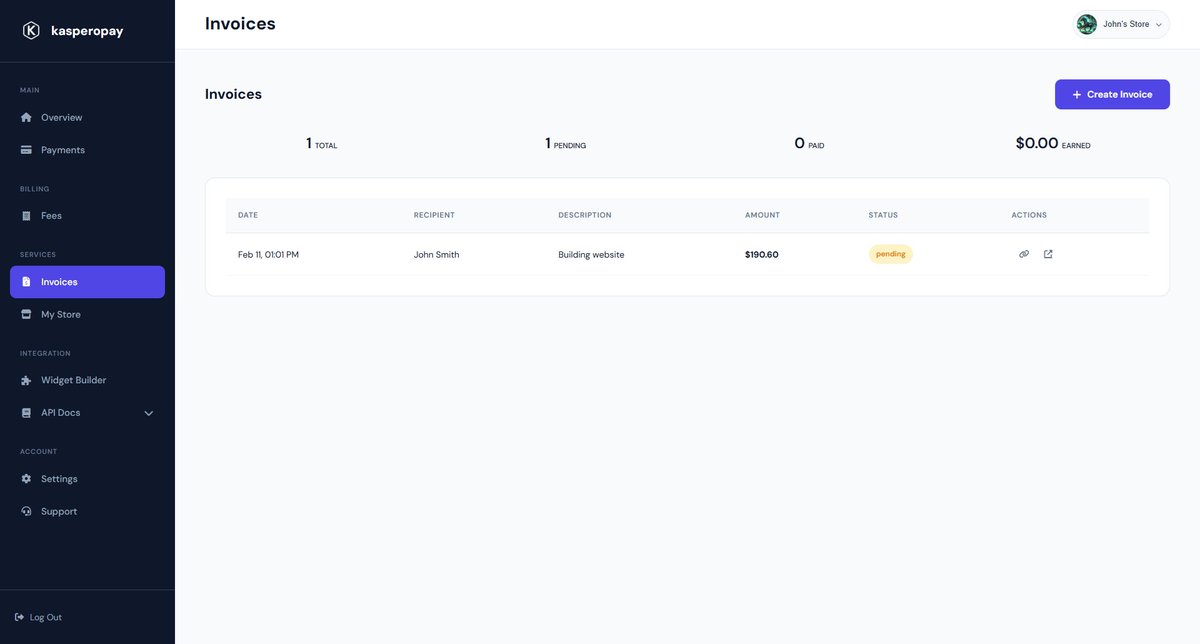 kasperopay's tweet photo. Coming soon: KasperoPay new features.  

1. Invoices - charge kaspa anywhere on the web. sends an email.

2. My Store - start selling with KAS in minutes. just select a slug and upload products.

3. Woocommerce onboarding - A keystone account is created if you don't own a wallet.