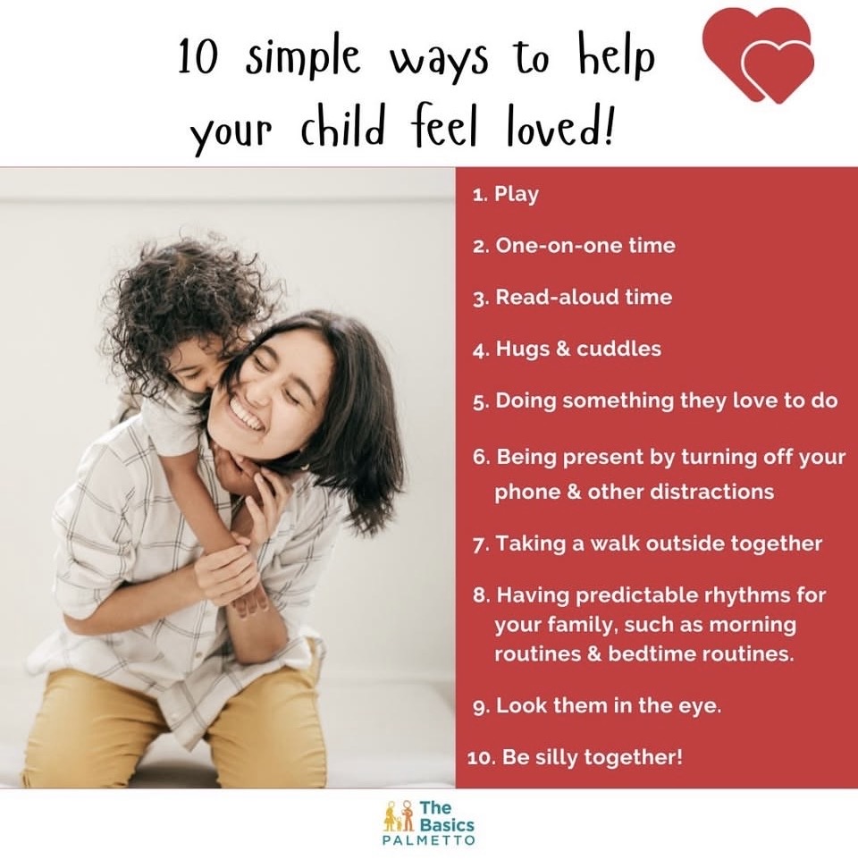 Happy Valentine's Day! Children don't need grand gestures, exciting outings, or big gifts to feel loved. Connecting with them in meaningful ways is simple (and free!) Here are 10 simple ideas to get you started. 💕

#DoTheBasics #MaximizeLoveManageStress