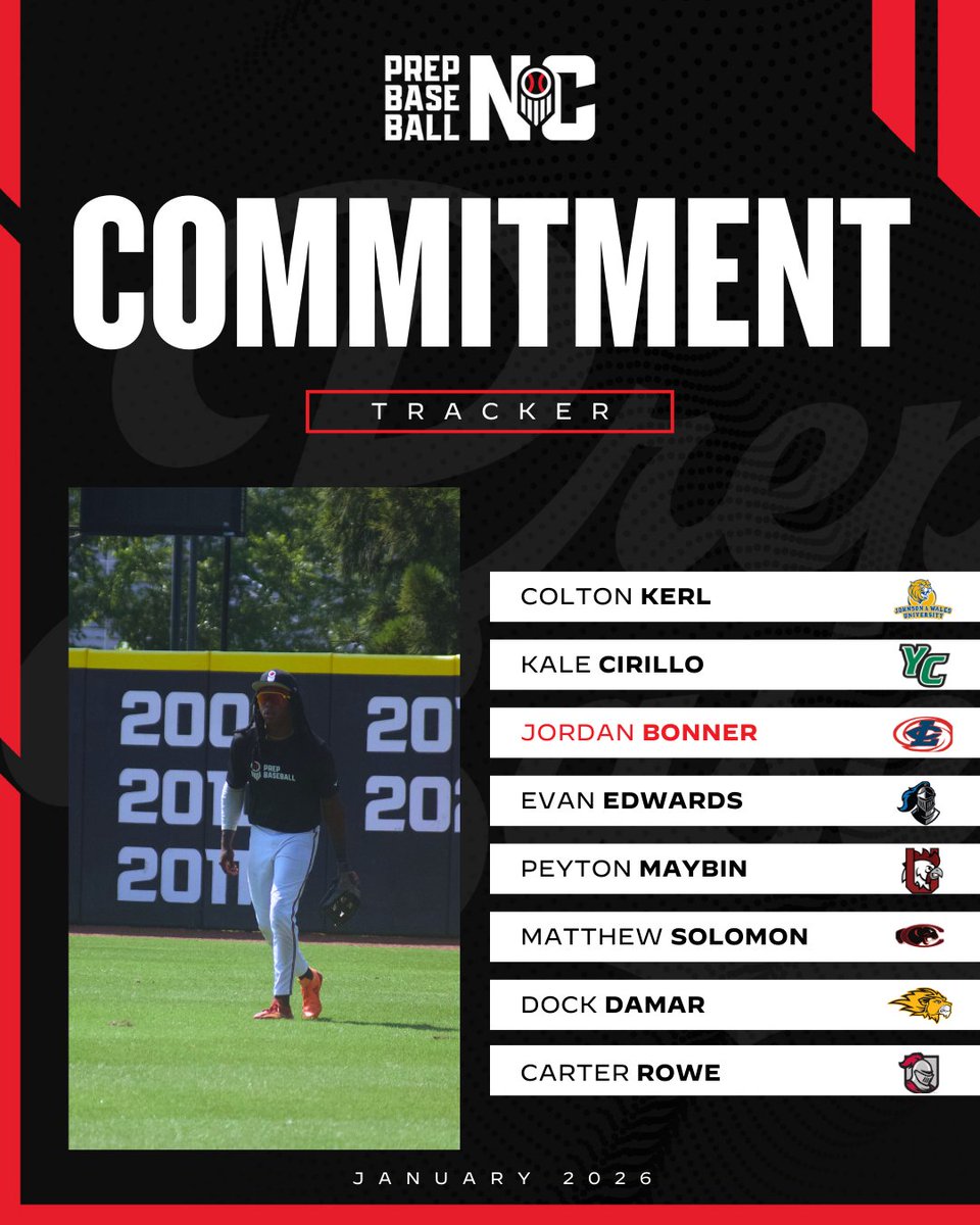 PrepBaseballNC's tweet photo. December and January were a big months for commitments in North Carolina!🔥⚾️ Congrats to these talented athletes!!
#PrepBaseballNC #Committment https://t.co/IcrSO7LiXQ