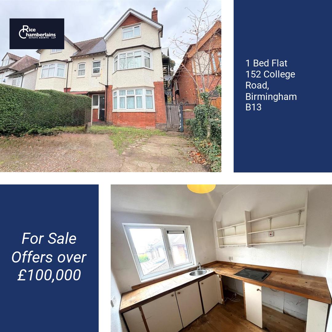 For Sale 1 Bed Flat Offers over £100,000

Contact Us for more details:
Tel: 0121 721 1048
Email: moseley@ricechamberlains.co.uk

#propertybirmingham #propertyforsale