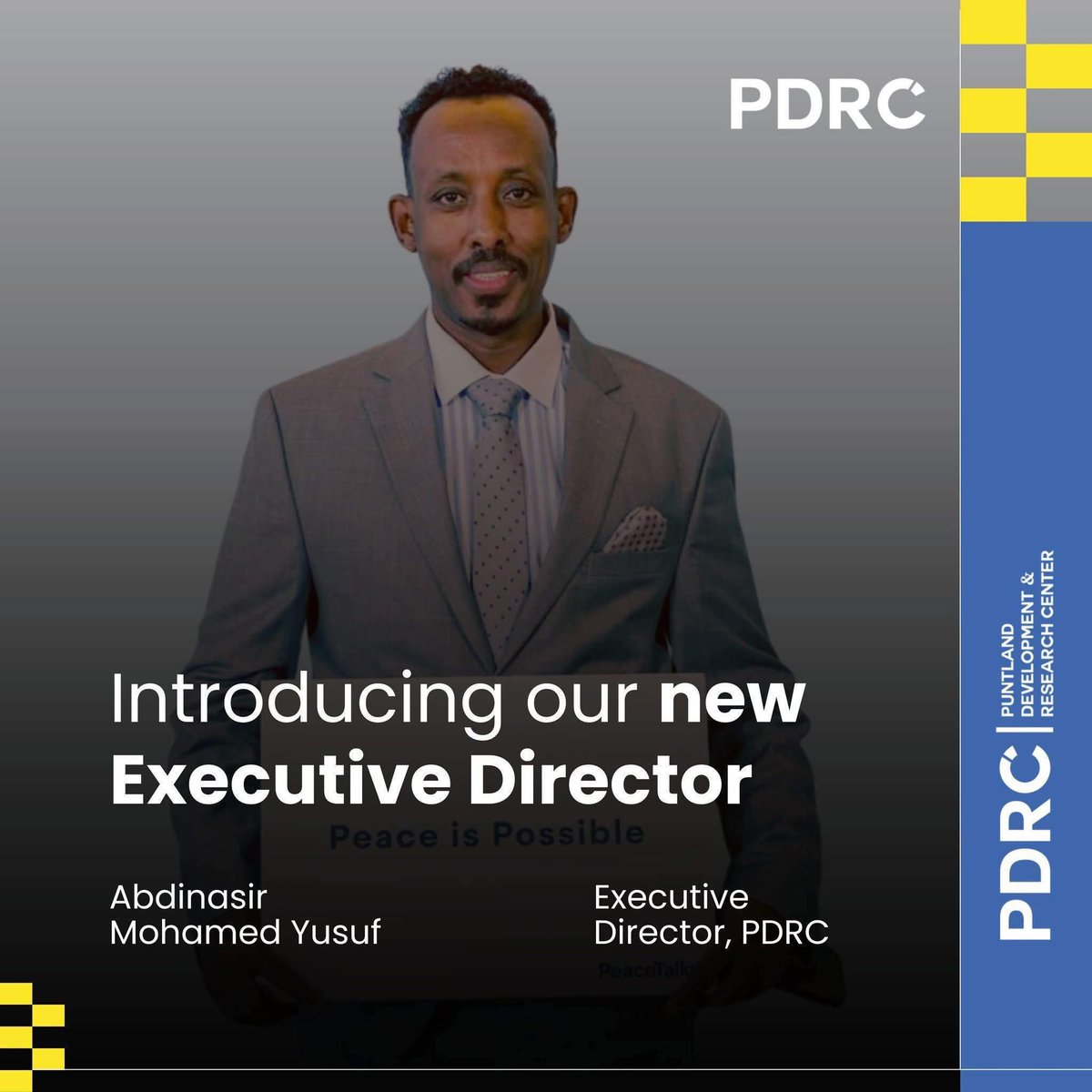 Huge congratulations to my good friend <a href="/buraalow/">Buraale Kabayare</a> on his appointment as Executive Director of <a href="/SomaliaPdrc/">Puntland Development & Research Center (PDRC)</a> 

This is a proud and well-deserved milestone. Abdinasir’s integrity, depth of experience, and steady commitment to peacebuilding and research make him an excellent fit to