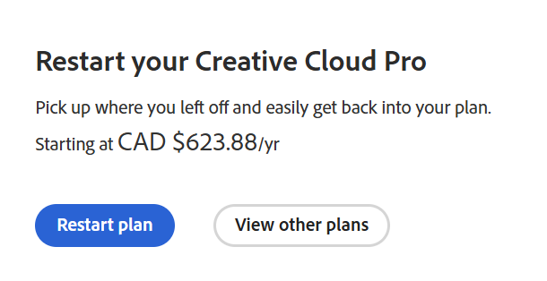 revolead's tweet photo. @Adobe is one of the companies that will die soon!
I started with $260/yr, it went up to $460 last year, and now it's $623 ... 3 years ago, we didn't have this many Ai competitors, but now it's definitely not worth that much! https://t.co/blq497dUVX