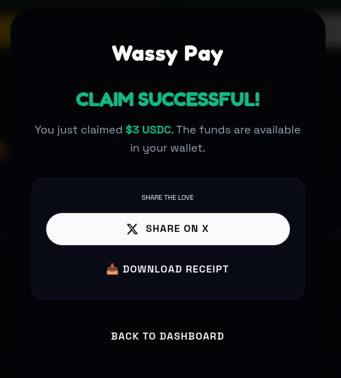 Just claimed $3 USDC on X via <a href="/bot_wassy/">Wassy Pay (v2.0)</a>! 💸

Social payments are finally here on Solana. ◎
TY <a href="/sp3akerstelios/">sp3aker2020</a>