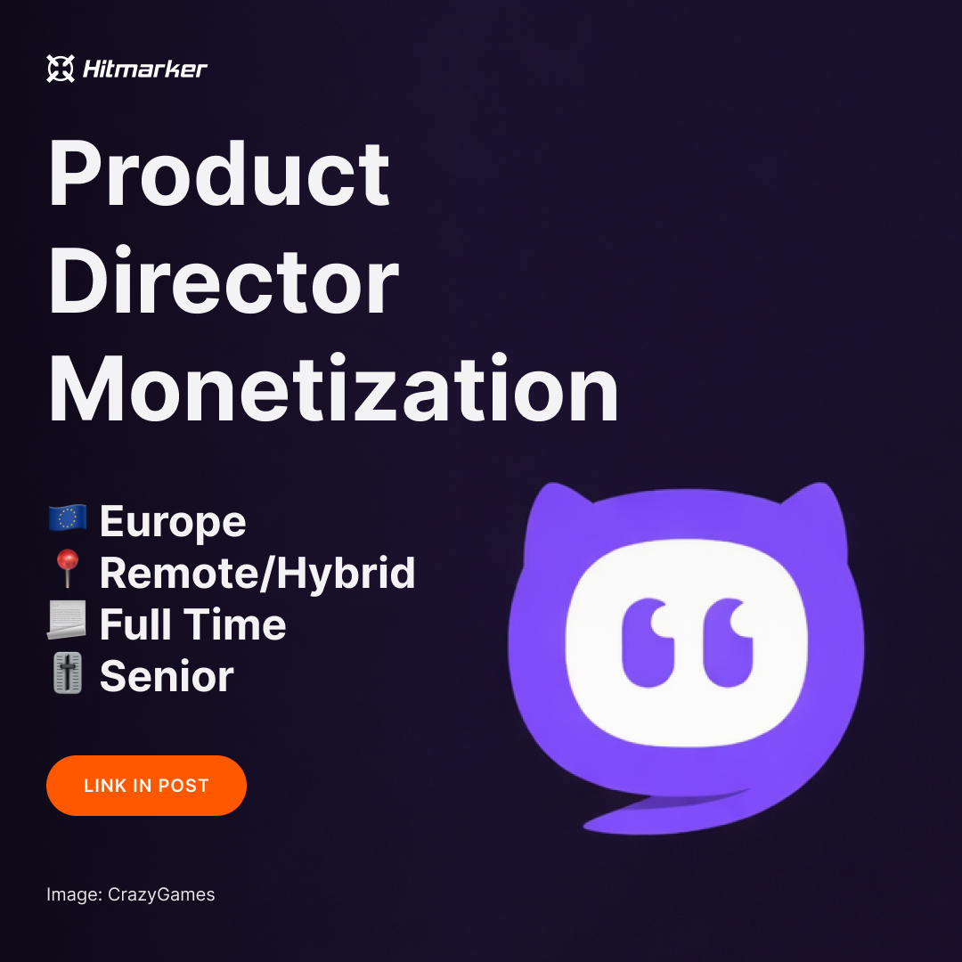 HitmarkerJobs's tweet image. ⚡️ NEW: Expand monetization plans beyond ads in this remote role! 💸

💼 Product Director Monetization
🏢 CrazyGames
🇪🇺 Remote Europe
📃 Full Time
🎚 Senior
🏷 #ProductManagement, #MonetizationDesign, #RemoteJob

Apply here 👇
hitmarker.net/jobs/crazygame…