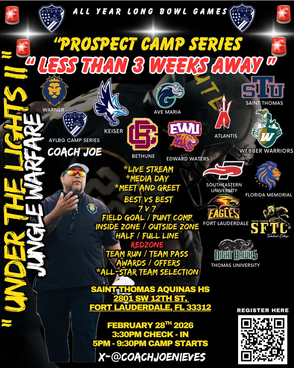 CoachJoeNieves's tweet photo. Would like to welcome Coach Iggy 👉 @IgnacioOlvera16 who will be representing @KeiserFootball to the AYLBG “Under The Lights ll” prospect camp. Time is winding down. All athletes planning on attending make sure to register to secure your spot and ensure you get all your camp items on time. Player trading cards and camp badges are for those who pre-register. Click on the link to register 👉 https://t.co/90CNQhgRtN 
@RecruitGeorgia @BallCoachHP @PrepRedzoneFL @OS_ChrisHays @DuvalSports