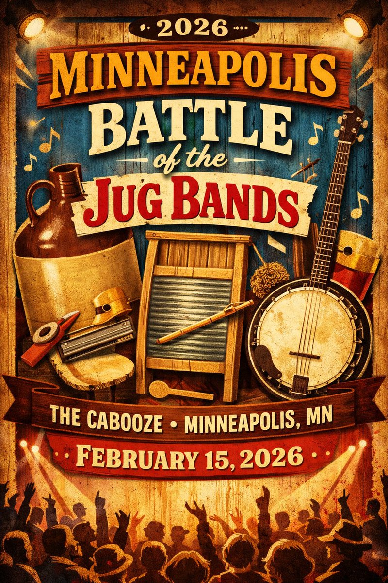🥁🎶 The 2026 Minneapolis Battle of the Jug Bands hits The Cabooze on Feb 15!

🗓 Feb 15, 2026
⏰ 12:30–7 PM
📍 The Cabooze (West Bank)
💵 $5 at the door
👨‍👩‍👧 All ages

One of the most unique winter events in the Twin Cities.

365twincities.com/minneapolis-ba…