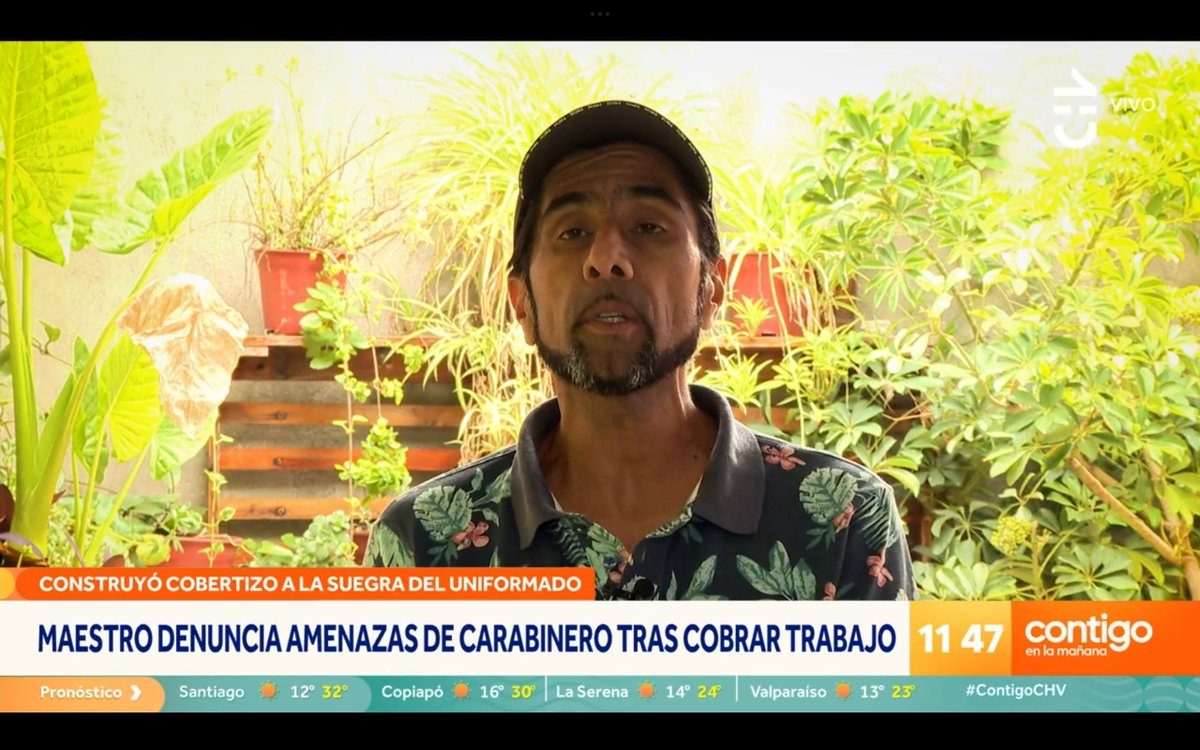 MAESTRO ACUSA AMENAZAS DE SUBOFICIAL DE CARABINEROS TRAS RECLAMAR PAGO POR COBERTIZO EN CASA DE SU SUEGRA

En el matinal “Contigo en la Mañana” de Chilevisión, Jorge Bustamante denunció que un suboficial de Carabineros lo amenazó de muerte a él y a su familia luego de exigir el