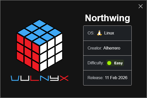 vulnyxofficial's tweet photo. New VM | Northwing by Alherrero
π (https://t.co/B8MK7Spq1M)
#vulnyx #nyx #windows #ctf #pentesting #cybersecurity #infosec #hacking #redteam #informationsecurity #networksecurity #boot2root https://t.co/x8AWN8Bd7M