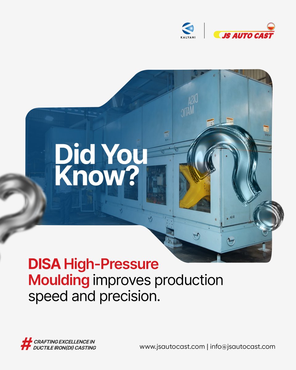 js_auto_cast's tweet photo. High-pressure moulding with #ππππππππ‘π§π¨π₯π¨π π² supports faster production rates without compromising precision, an advantage on todayβs foundry floor.
https://t.co/CfkwR73WVm
#HighPressureMoulding #MetalCasting #FoundryTechnology #BharatForge #JSAutocast https://t.co/s5tmzbawLC