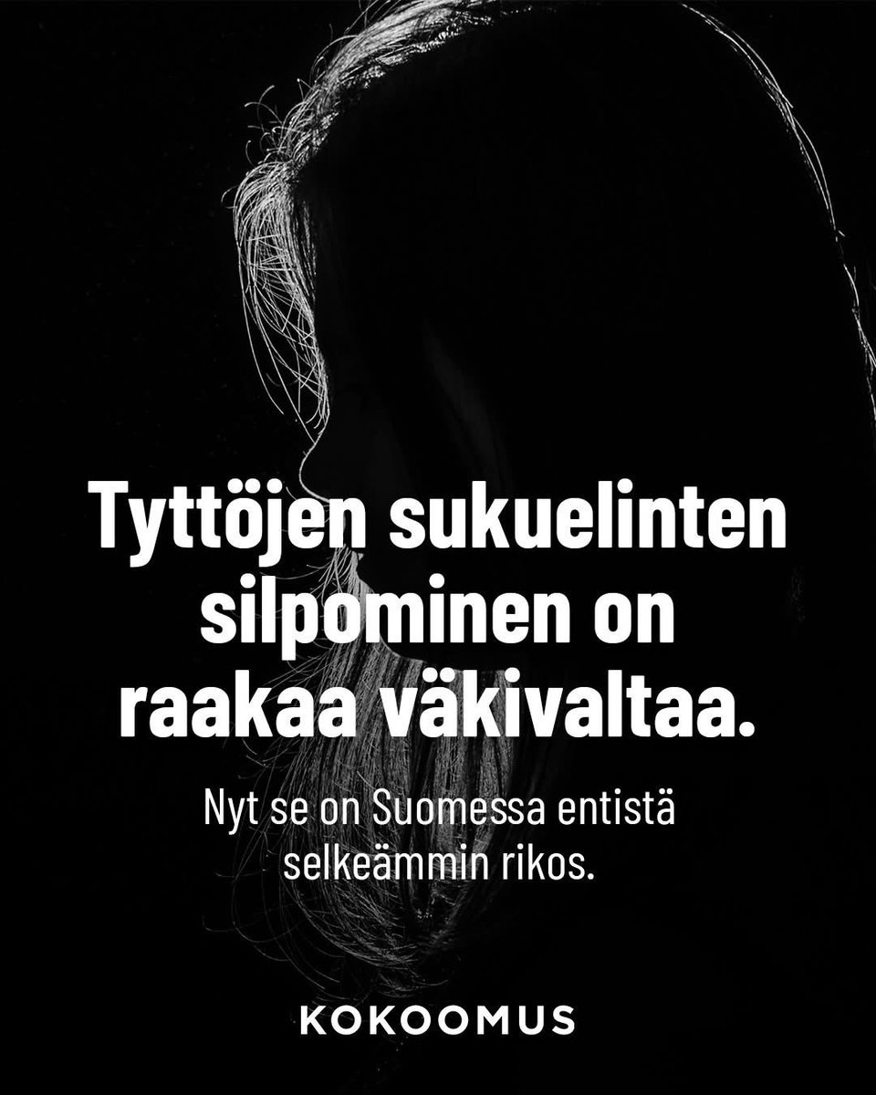 Kokoomus juhlii tyttöjen sukuelinten silpomisen tiukempaa kriminalisointia. Tämä ei valitettavasti ole lähellekään riittävän hyvää, joten menkööt siitä vaikka risuja koko hallitukselle.

Tyttöjen sukuelinten silpominen tulee toki estää kaikin mahdollisin keinoin. Ongelma on