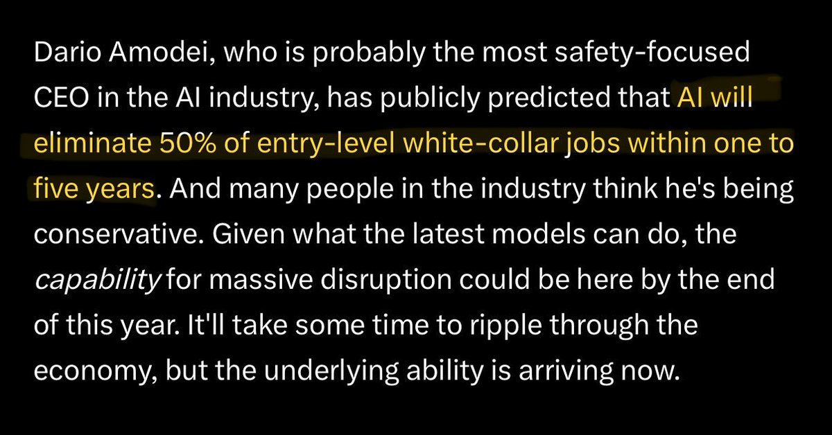 brandonb19999's tweet photo. @DET2335 @zoo_erz_ @milkkarten “AI will take 50% of these jobs so you must buy into our AI or else you will lose your job” is the summary of the article. The fact anyone thinks buying into AI is worth that is incredibly horrifying. https://t.co/diybDHuiUu