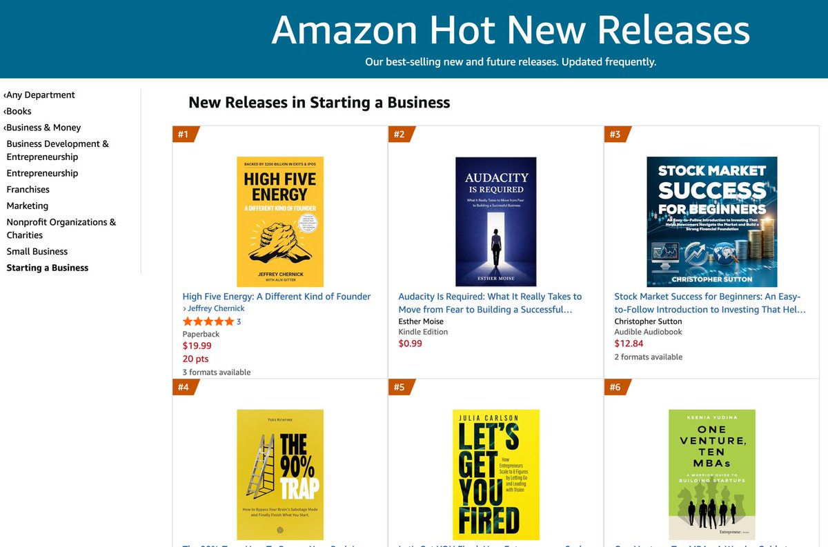 JeffreyChernick's tweet photo. #1 New Release on Amazon 🏆

High Five Energy just hit #1 in "Starting a Business" on Amazon Hot New Releases.

Thank you to everyone who grabbed a copy. This is just the beginning.

18 legendary founders. $200B+ in exits. Real stories about what it actually takes.

Link in bio to grab yours.

#bestseller #highfiveenergy #entrepreneur #startups #founders