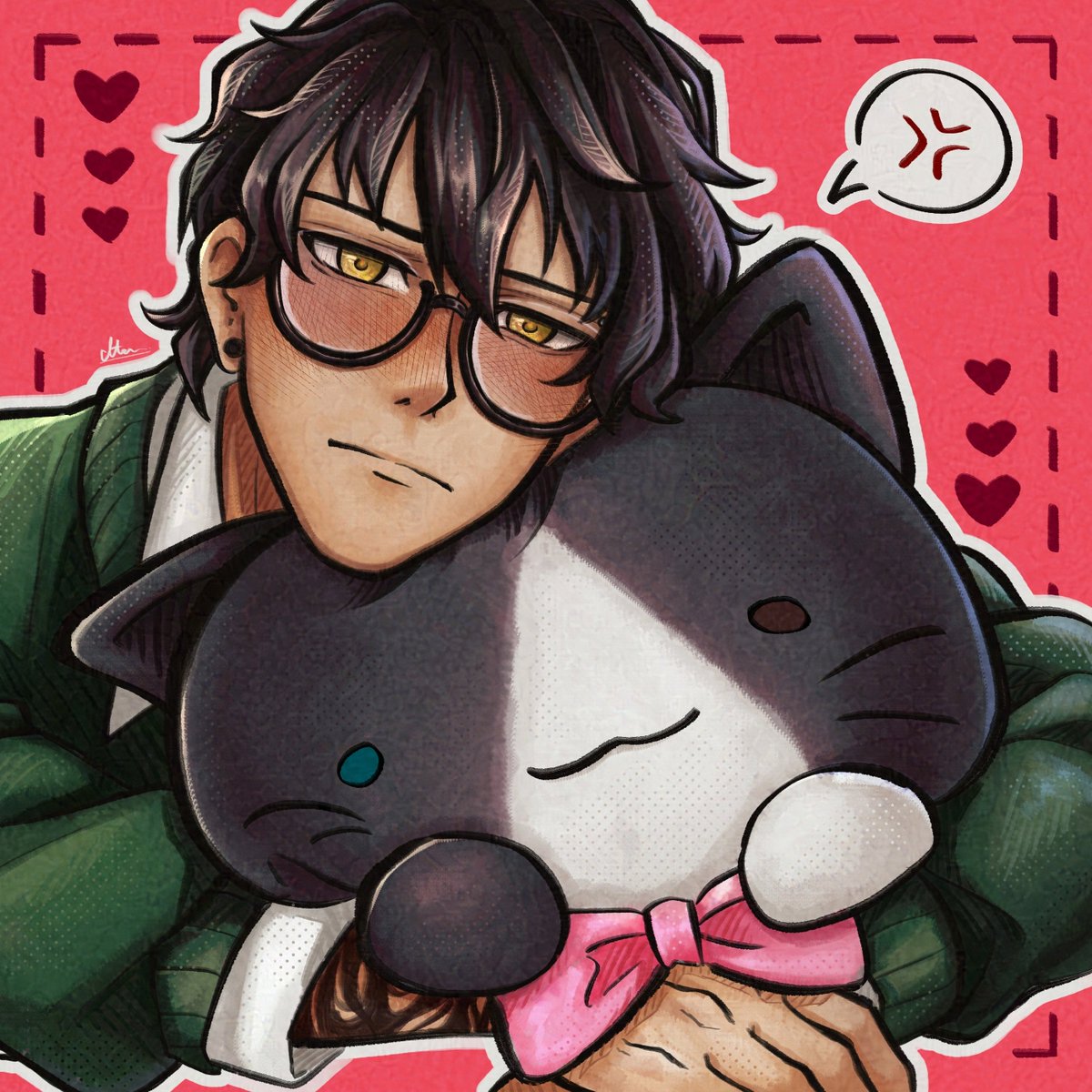 Valentine's YCH commission for <a href="/flowersfourjoy/">✿ Joy ✿ @flowersforjoy.blsky.social</a> from <a href="/Meant2Bee_VN/">Meant to Bee Studios 🐝</a>, featuring Nik &amp; Wes from her game Criminally Yours!