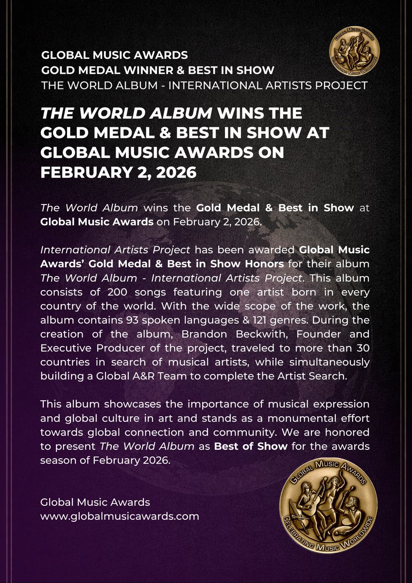 yousefkawar's tweet photo. Celebrating with the one and only @bumblefoot The World Album was awarded Gold Medal Winner – Best in Show at the @GMAMusicAwards Proud that our track “Youcifer” is part of this historic project! #award #winner #music #rock #metal #producer #guitars #guitarist #fretless #musician https://t.co/wUHCaXfl2h
