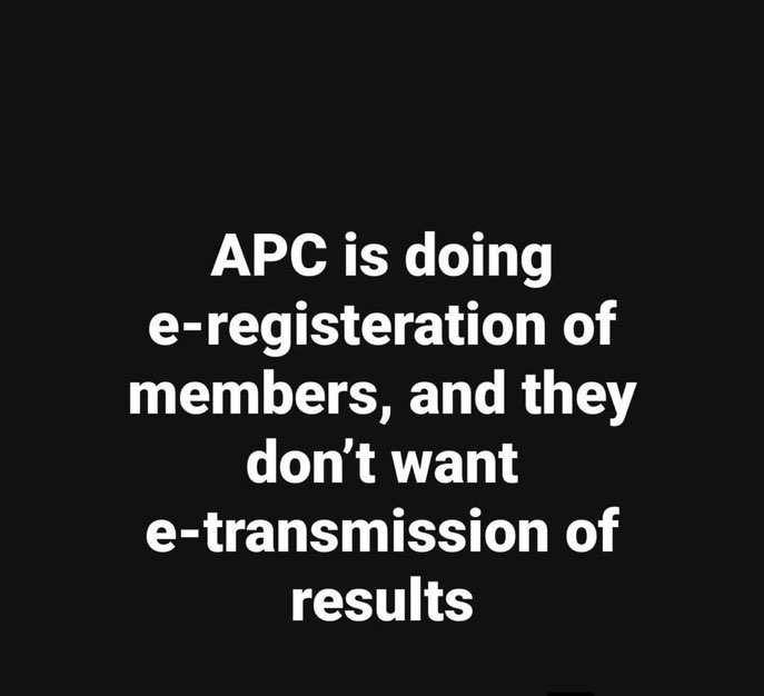 APC is doing e-registration of members but is working against e-transmission of election results.

Can someone explain this to me?!