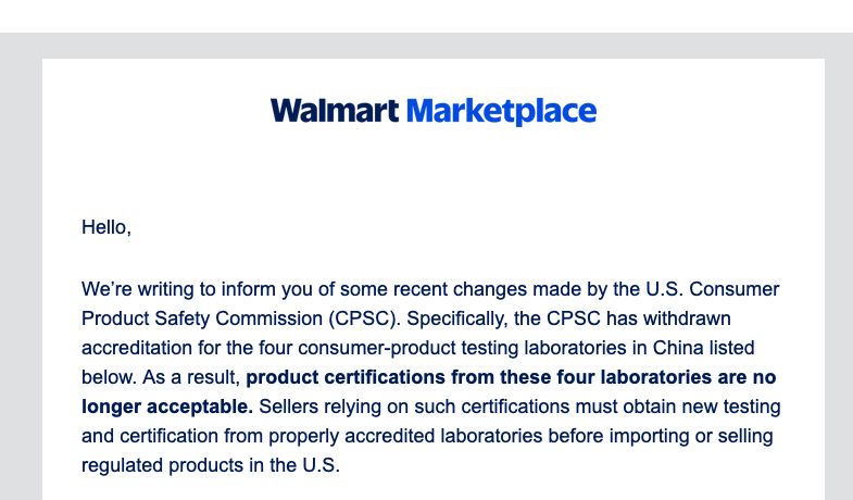 leanmediaorg's tweet photo. The CPSC crackdown on these PRC-based testing services is wreaking havoc across Chinese supply chains and importers that use them. #amazon #walmart https://t.co/0AktkHGcIQ