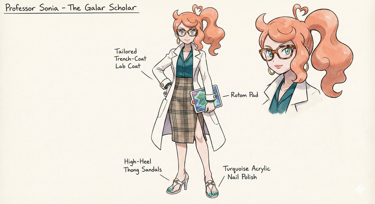 megazero26's tweet photo. Here's my concept art of Professor Sonia redesign #Sonia #Pokemon #pokemonfanart https://t.co/dM9OPvEgCa