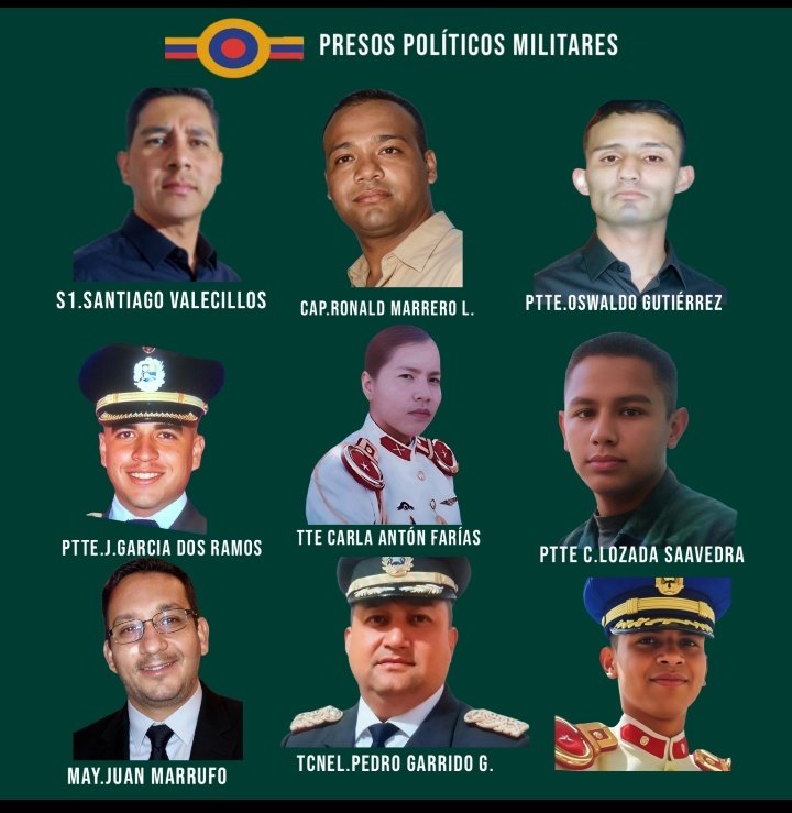 #Venezuela: ellos son algunos de los Presos Politicos Militares. Cada uno, una historia, una familia, una muestra de la persecucion sistematica y violaciones de sus derechos y garantías procesales. Cada uno víctima de Crímenes de Lesa Humanidad.