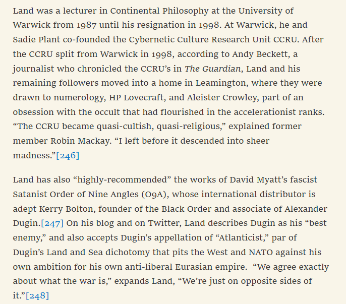 Nick Land has also "highly-recommended" the works of David Myatt's Order of Nine Angles, whose international distributor is adept Kerry Bolton, founder of the Black Order and associate of Alexander Dugin.
x.com/toxictiramisu/…