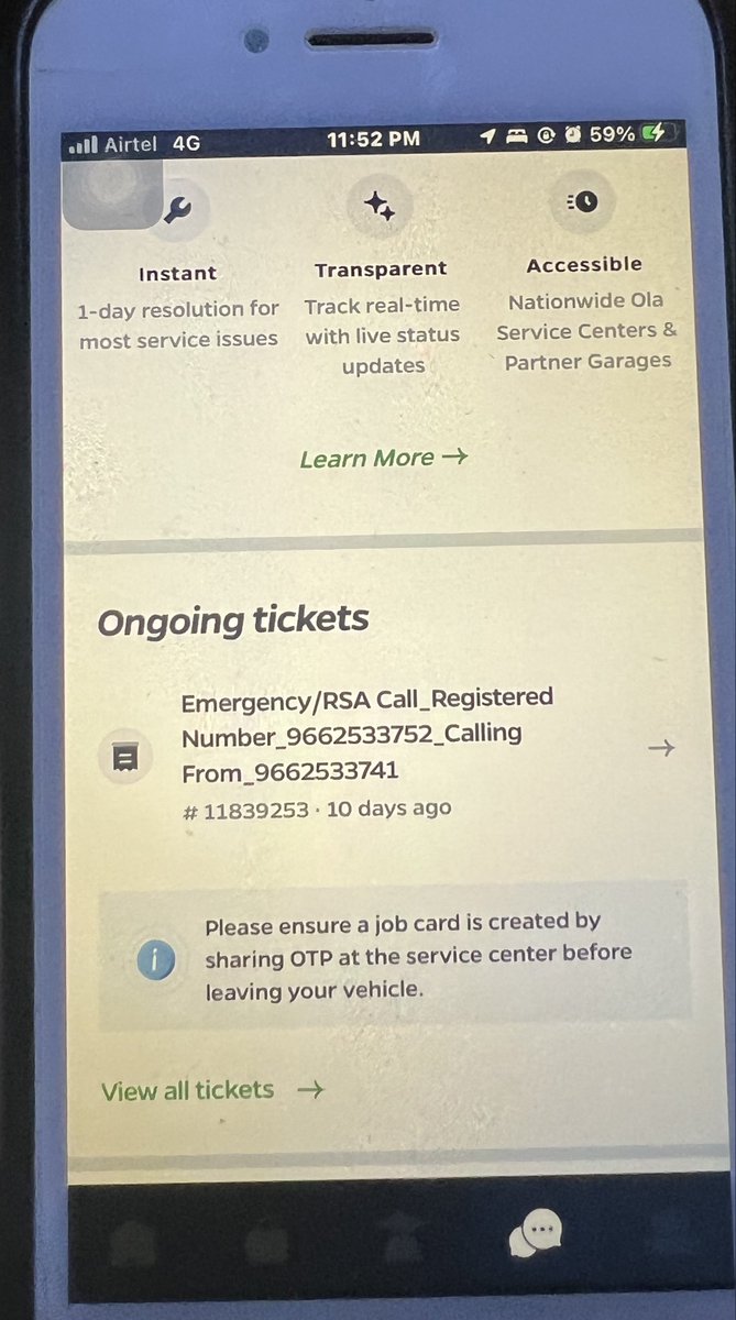 jubervhora20's tweet photo. @OlaElectric @OlaElectric @bhash 
Pending since more than 10 days .
Is this your services r u offering in Ola Care +?
Is this not kind of fraud as Ola collected Ola Care+ and not providing services to the customer?
@jagograhakjago https://t.co/DSYzfM8D9I