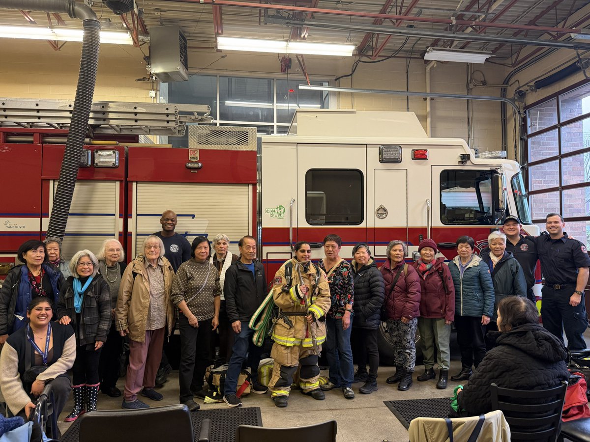 HastingsCPC's tweet photo. Seniors explored the fire hall, discovered firefighting equipment, and met the brave firefighters who serve our community 🚒 @VanPoliceFnd #seniors #firehall #firefighters #brightmoments #hastingssunrise https://t.co/6TZ8y3uJ6W