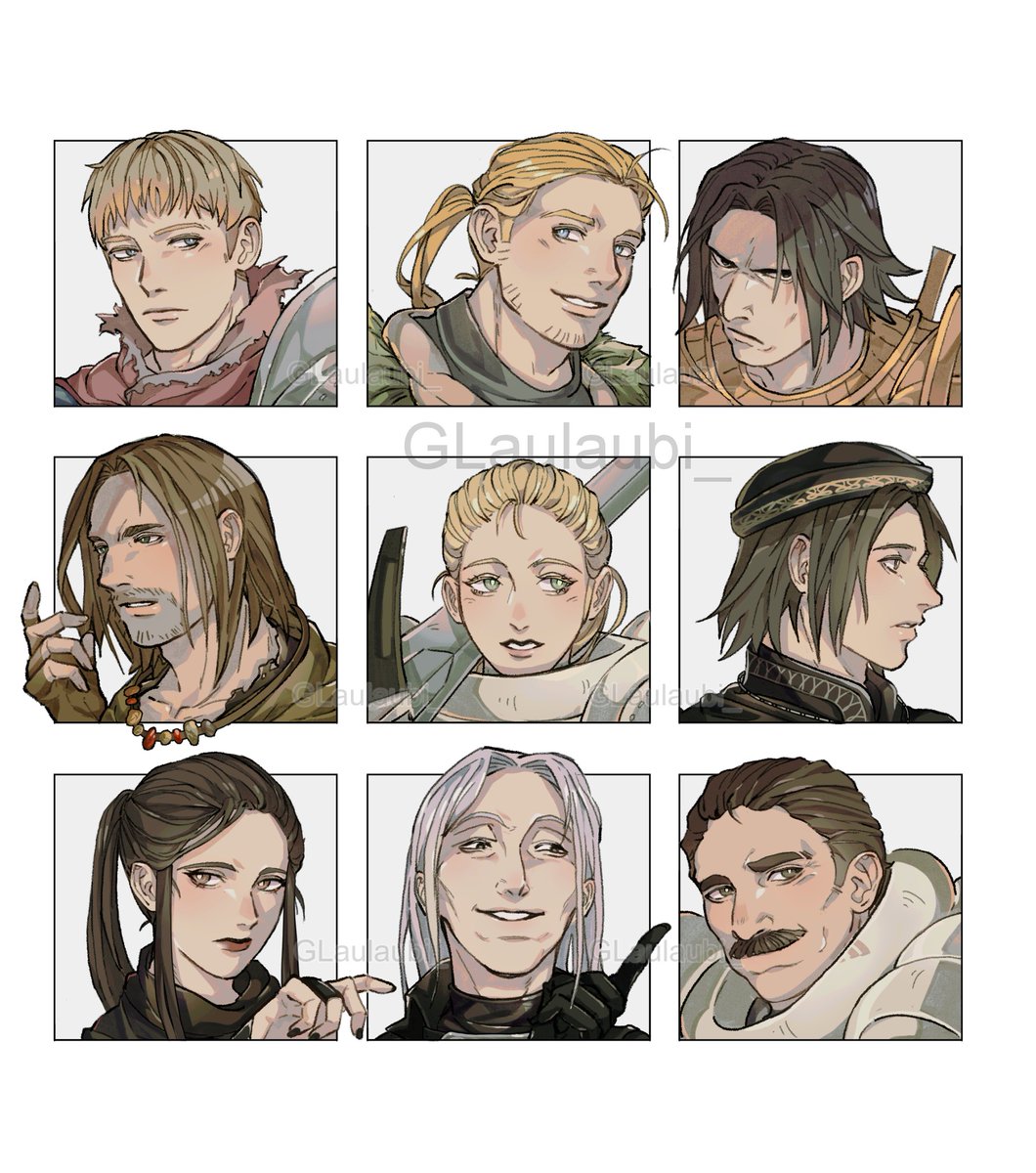 GLaulaubi's tweet photo. Pt.2 of face practice, I'm trying to not draw hair like noodles anymore lmao 
(Finished replaying Dark Souls, its always peak. \[T]/☀️) 
#darksouls #solaire https://t.co/q7oKCm64n0