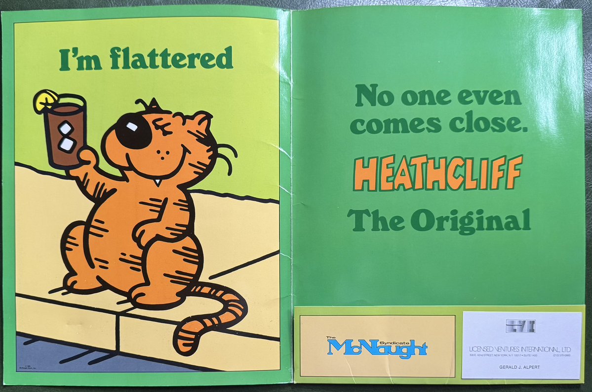 #CuratorsPicksAndReviews 26

Heathcliff Press Kit circa 1982.

Oh, boy, The Curator recently won this on eBay, what a score. Contents of the folder to come.

1/x