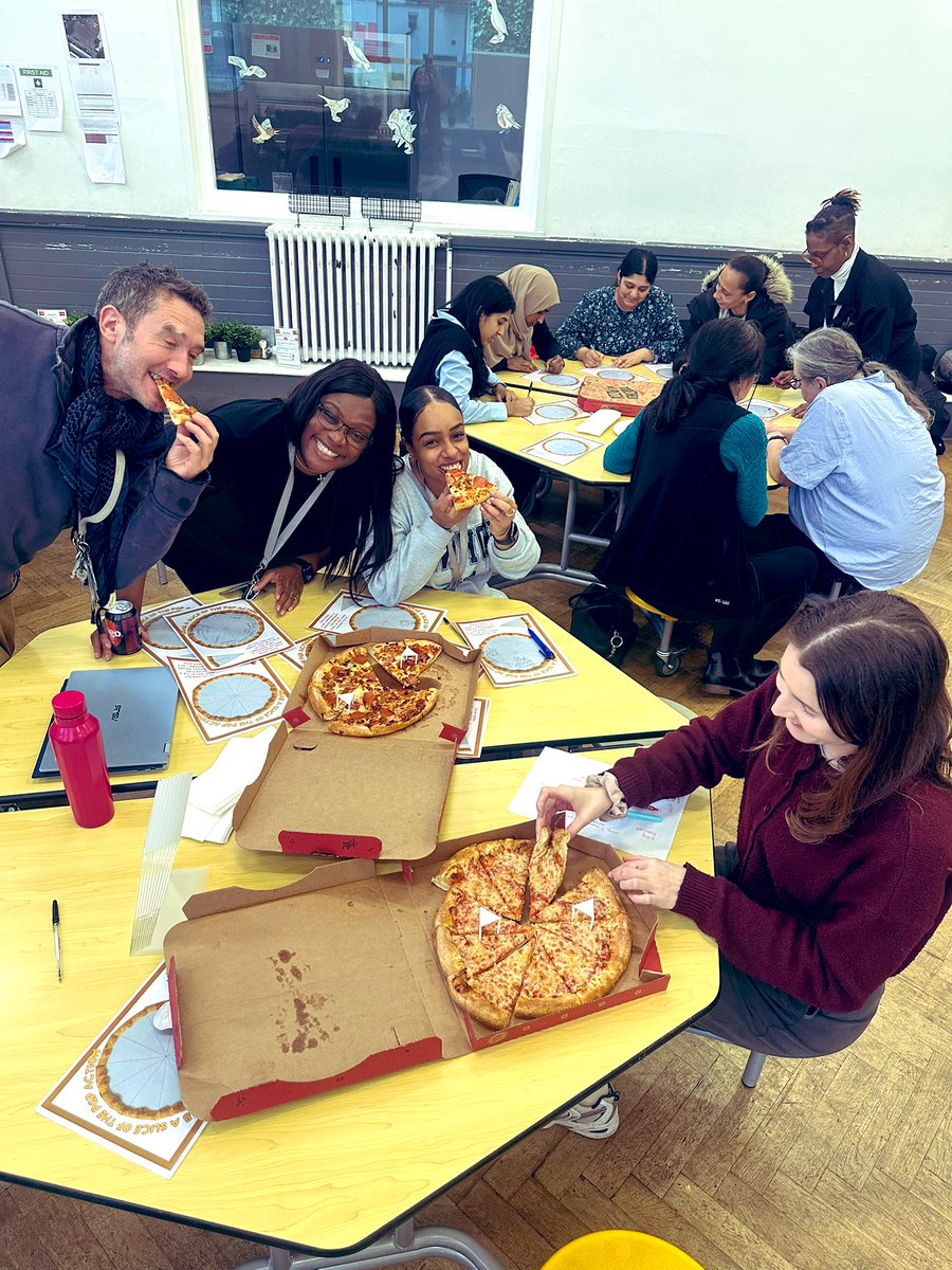 WestThorntonSch's tweet photo. Pizza and Professional Growth to end another amazing half term at West Thornton! The team enjoyed a few slices 🍕 whilst spreading the word about their #professionalgrowthprojects and learning how they can support one another moving forward with them! @IPAT_Edu #collaboration https://t.co/3l3m0TWZi3