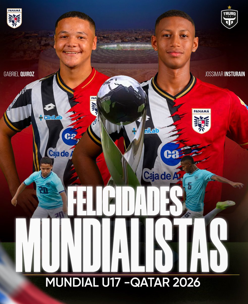 🐃 ¡TAURINOS MUNDIALISTAS! 🇵🇦

Nuestros taurinos clasificaron al Mundial Sub-17 🏆 🐃 Gabriel Quiroz y Jossimar Insturain lograron la clasificación al próximo mundial Sub-17 que se disputará en Qatar 🇶🇦