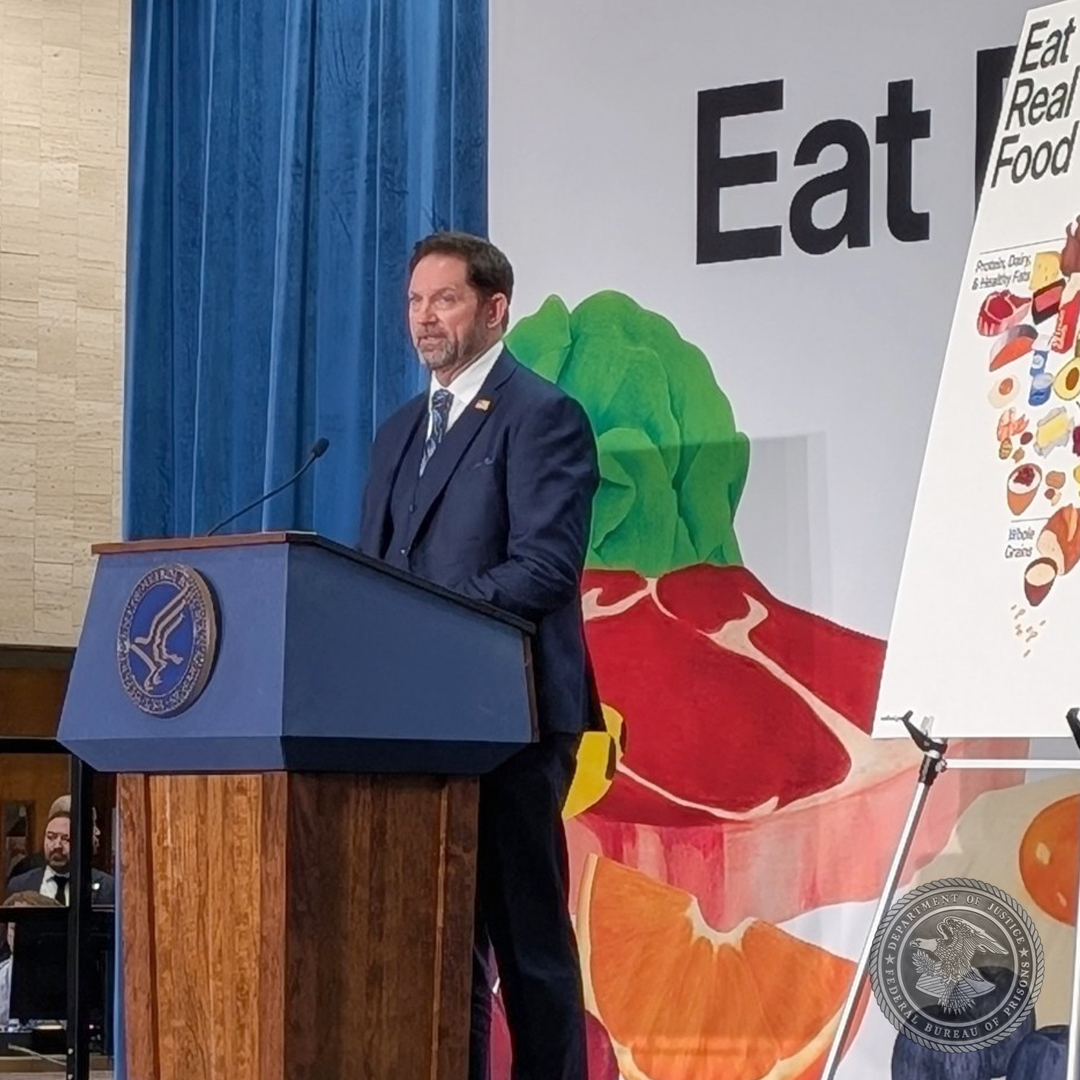 OfficialFBOP's tweet photo. Director William K. Marshall III joined the HHS Secretary Robert F. Kennedy Jr, Secretary of Agriculture Brooke Rollins, and national health leaders, influencers, and advocates, like former heavyweight champion Mike Tyson, at the HHS Make America Healthy Again "Eat Real Food" event, bringing our voice to a powerful conversation about nutrition and wellness, and underscoring the importance of real-food choices for healthier communities, including those in corrections. 🍏 🥩