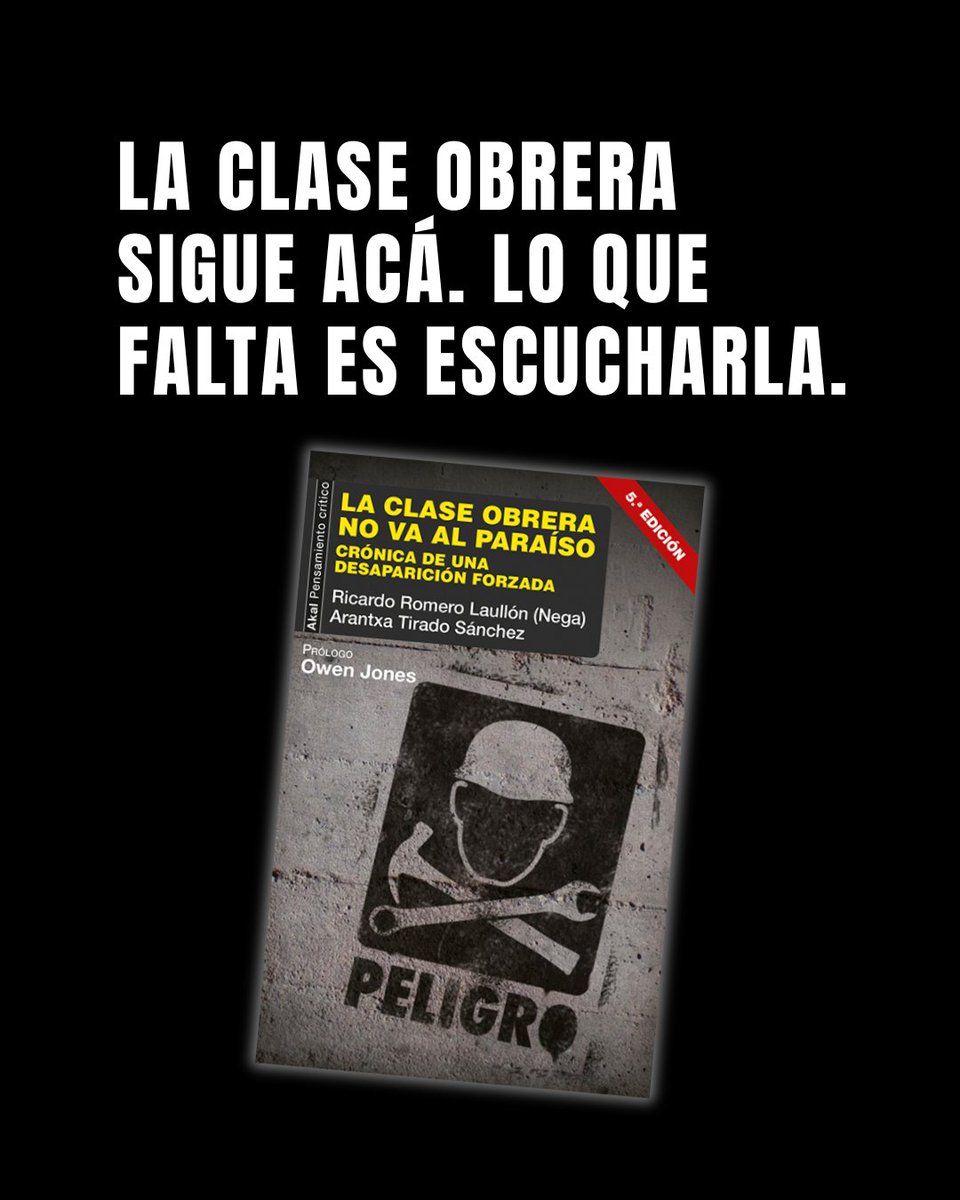 Mientras se discuten reformas, “modernizaciones”, la clase obrera sigue ahí. Cambió, se transformó. Pero sigue sosteniendo todo.

📚 Este libro de <a href="/Nega_Maiz/">NEGA 🔻 🇵🇸</a> y <a href="/ArantxaTirado/">Arantxa Tirado</a> pone palabras a esa presencia que algunos dan por extinguida… y otros siguen intentando silenciar.