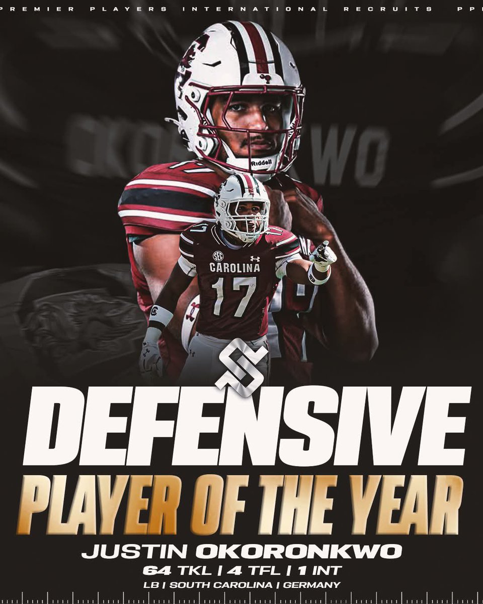 BCollierPPI's tweet photo. Congratulations @Okoronkw1Justin on being named PPI alumni Defensive Player of the year after a great season with @GamecockFB #4theculture https://t.co/YOdDiy8BEU