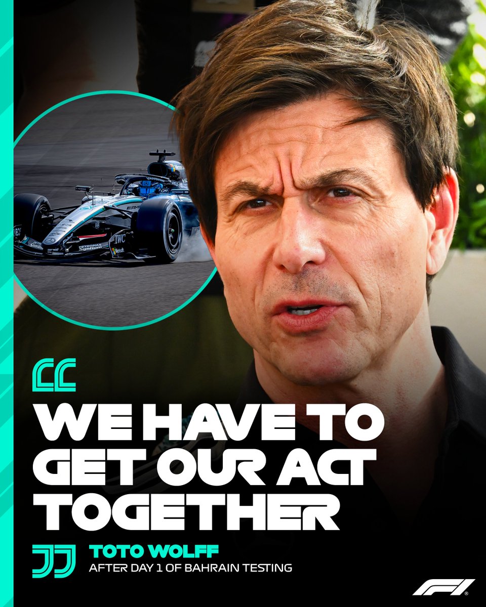 F1's tweet photo. Toto Wolff reflects on Mercedes' performance on the first day of #F1Testing in Bahrain 🗣️

Read the full story here 👉 https://t.co/y9LAcE3RzS

#F1 https://t.co/wLqX8vhAkY