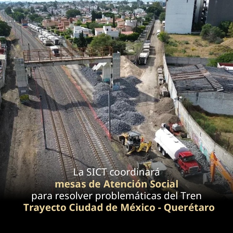 La SICT coordinará mesas de Atención Social 🤝 para resolver problemáticas del Tren:
Trayecto Ciudad de México - Querétaro 🚆🇲🇽. 
¡Trabajamos para ti! 🏗️🛤️
#SICT #Querétaro #tren 
<a href="/SICTmx/">SICT México</a>